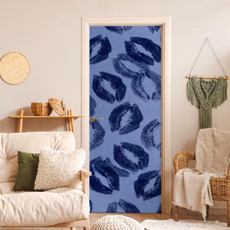 Türtapete - Lippen – Muster – Blau — 3
