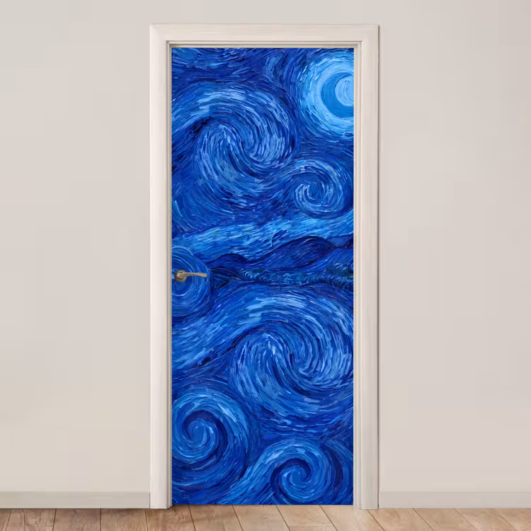 Türtapete - Wirbel – Blau – Modern — 1