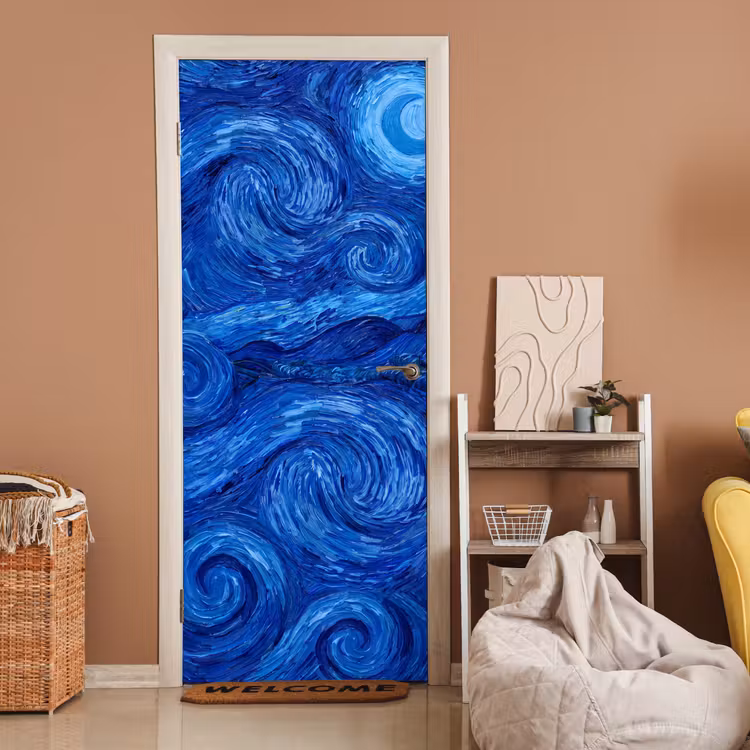 Türtapete - Wirbel – Blau – Modern — 2