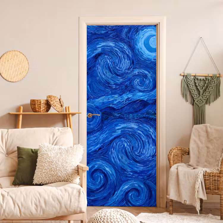 Türtapete - Wirbel – Blau – Modern — 3