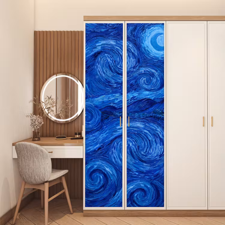 Türtapete - Wirbel – Blau – Modern — 4