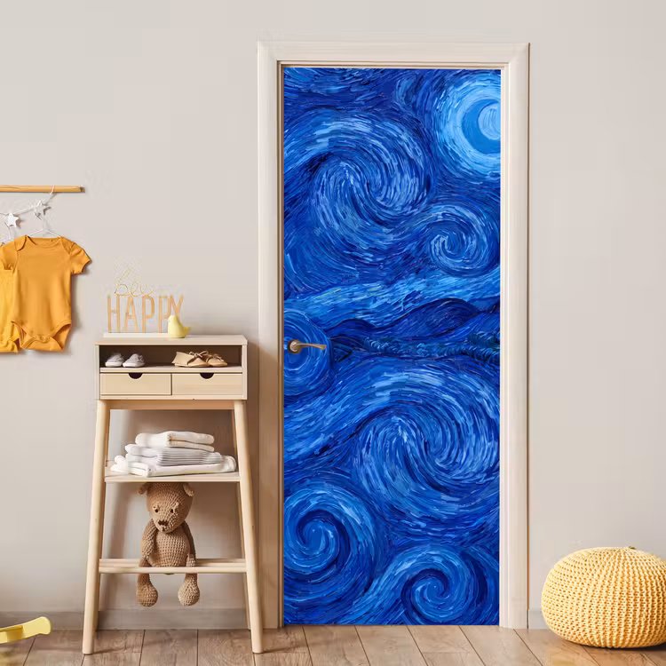 Türtapete - Wirbel – Blau – Modern — 5
