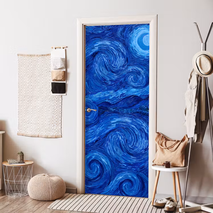 Türtapete - Wirbel – Blau – Modern — 7