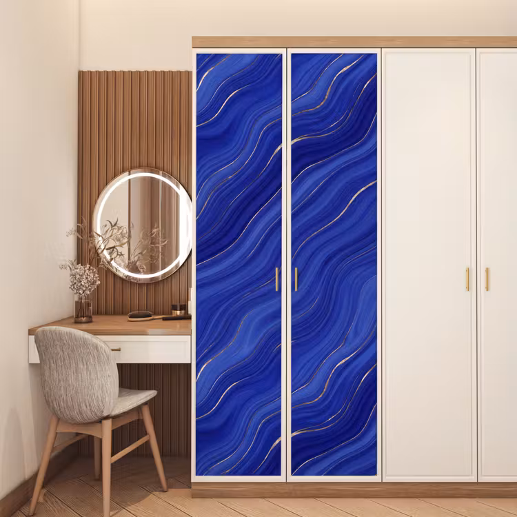 Türtapete - Zusammenfassung – Linien – Blau — 4