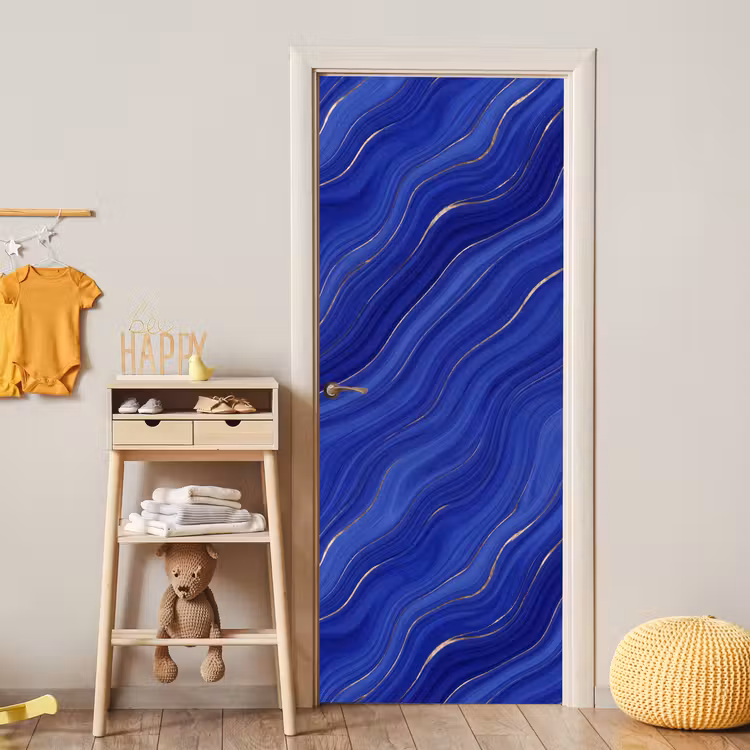 Türtapete - Zusammenfassung – Linien – Blau — 5