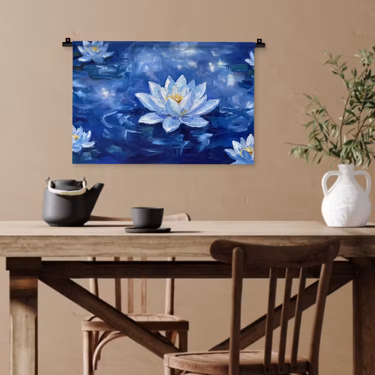 Wandteppich - Blaue Seerose – Wasser — 3
