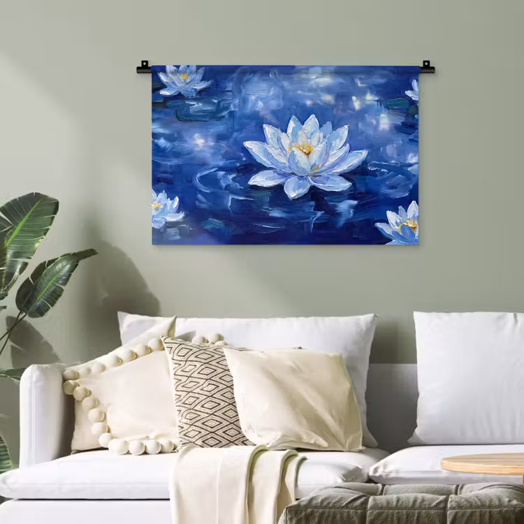 Wandteppich - Blaue Seerose – Wasser — 4