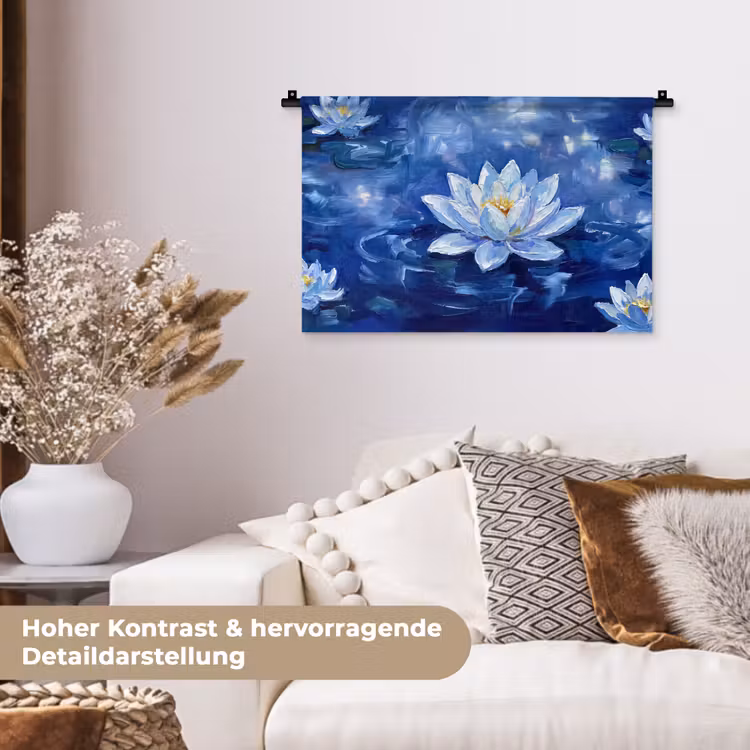 Wandteppich - Blaue Seerose – Wasser — 6