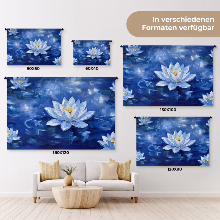 Wandteppich - Blaue Seerose – Wasser — 8