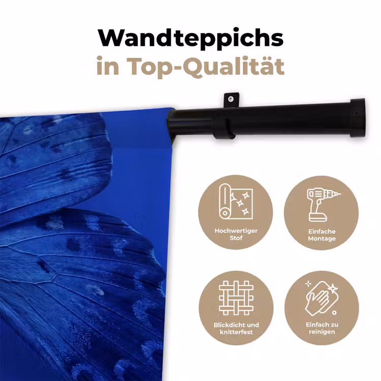 Wandteppich - Blauer Schmetterling – Insekt — 7