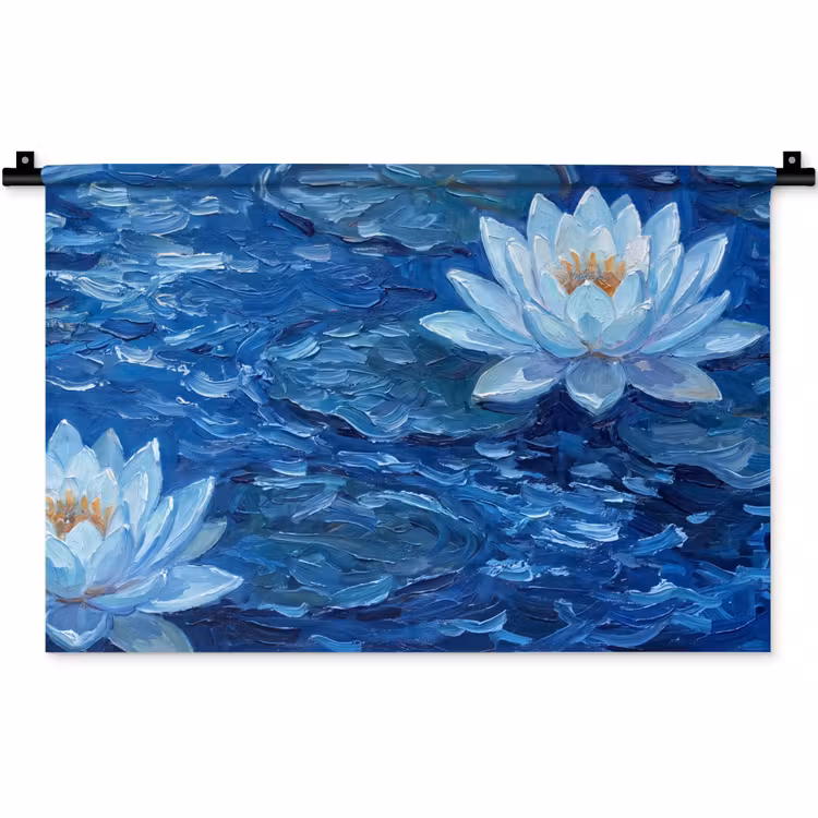 Wandteppich - Blumen – Wasser – Blau — 1