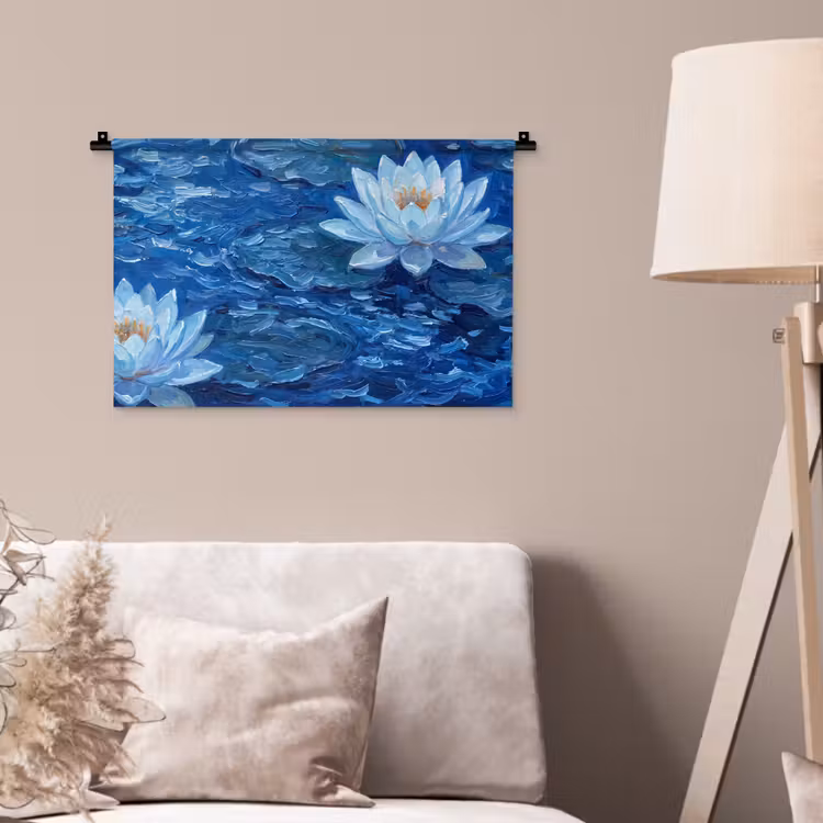 Wandteppich - Blumen – Wasser – Blau — 2