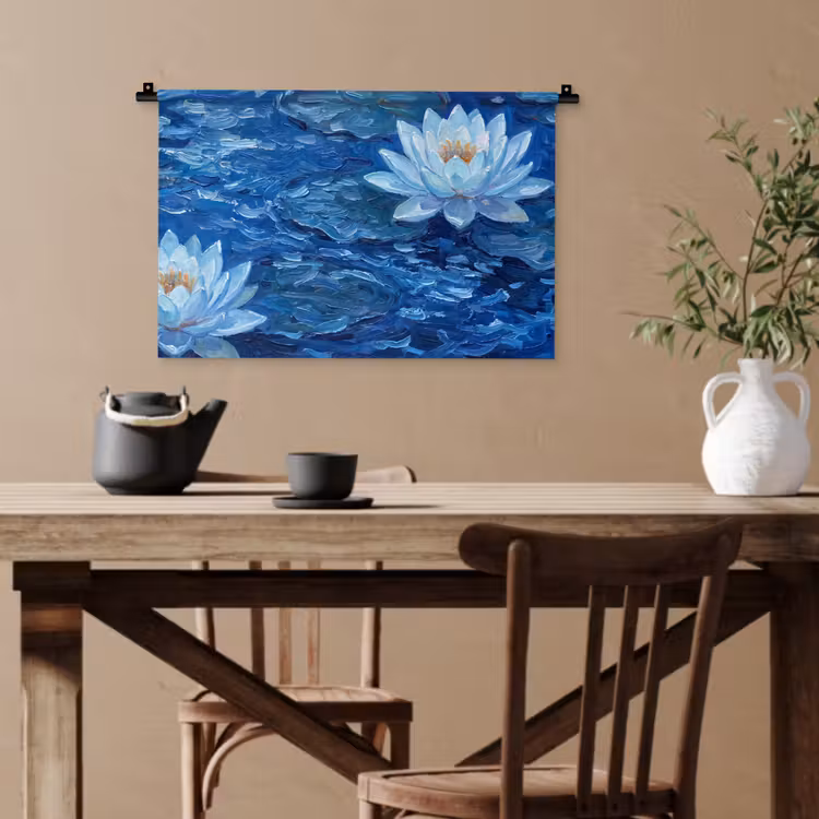 Wandteppich - Blumen – Wasser – Blau — 3
