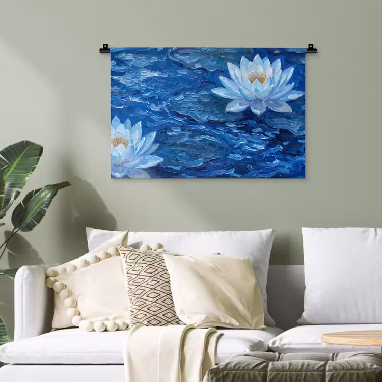 Wandteppich - Blumen – Wasser – Blau — 4