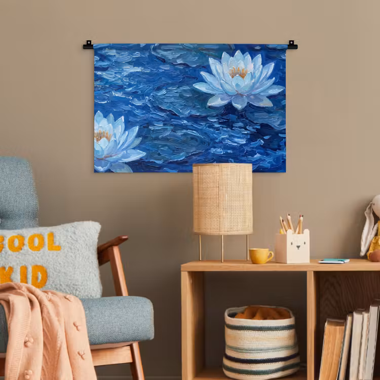 Wandteppich - Blumen – Wasser – Blau — 5