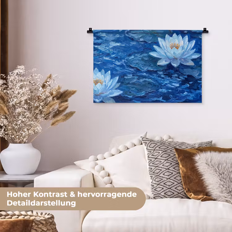 Wandteppich - Blumen – Wasser – Blau — 6