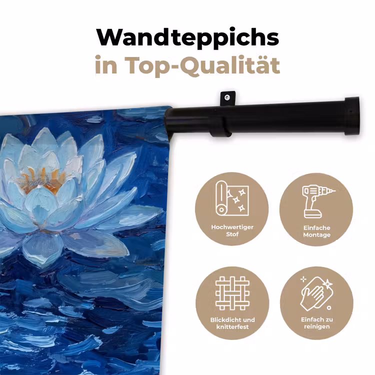 Wandteppich - Blumen – Wasser – Blau — 7