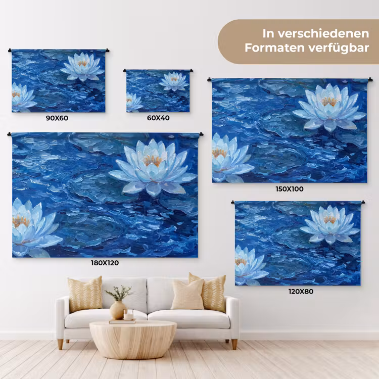 Wandteppich - Blumen – Wasser – Blau — 8