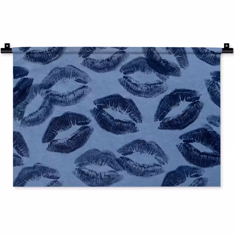 Wandteppich - Lippen – Muster – Blau — 1