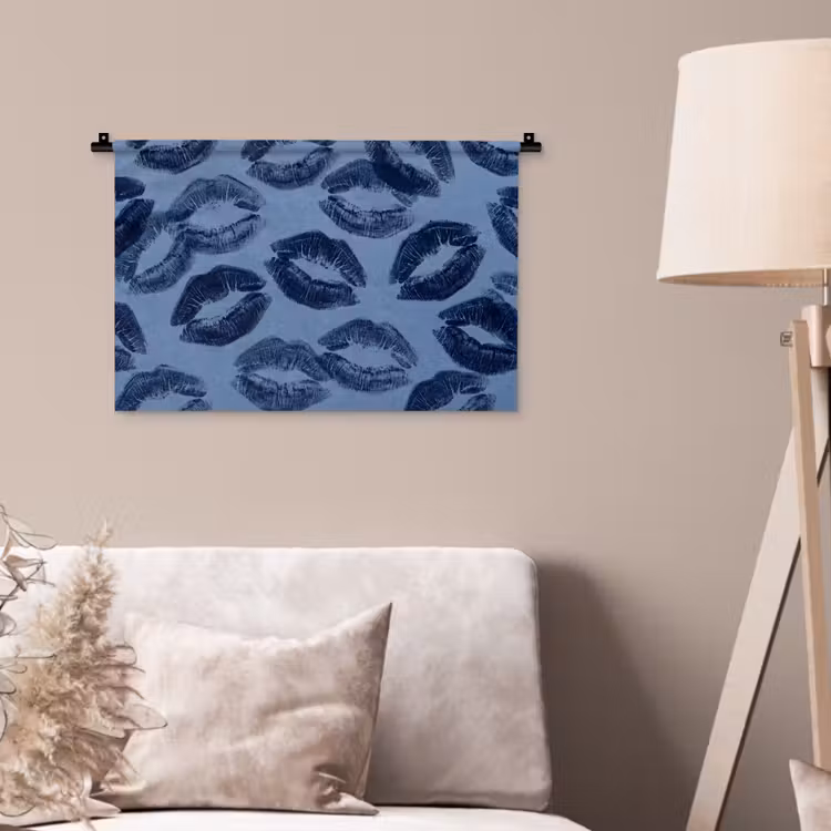 Wandteppich - Lippen – Muster – Blau — 2
