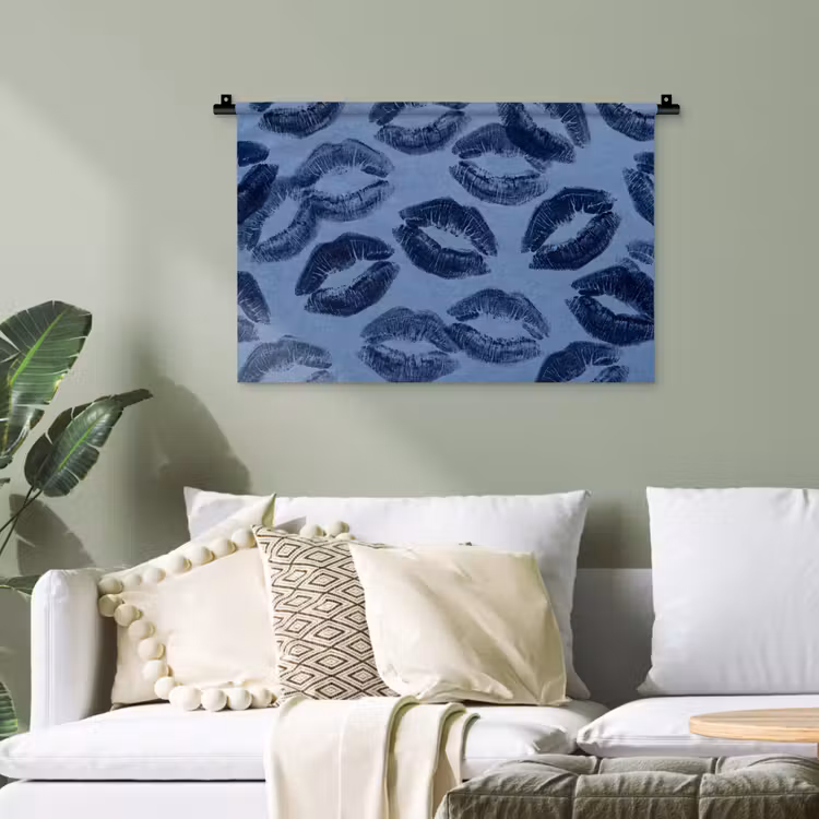 Wandteppich - Lippen – Muster – Blau — 4