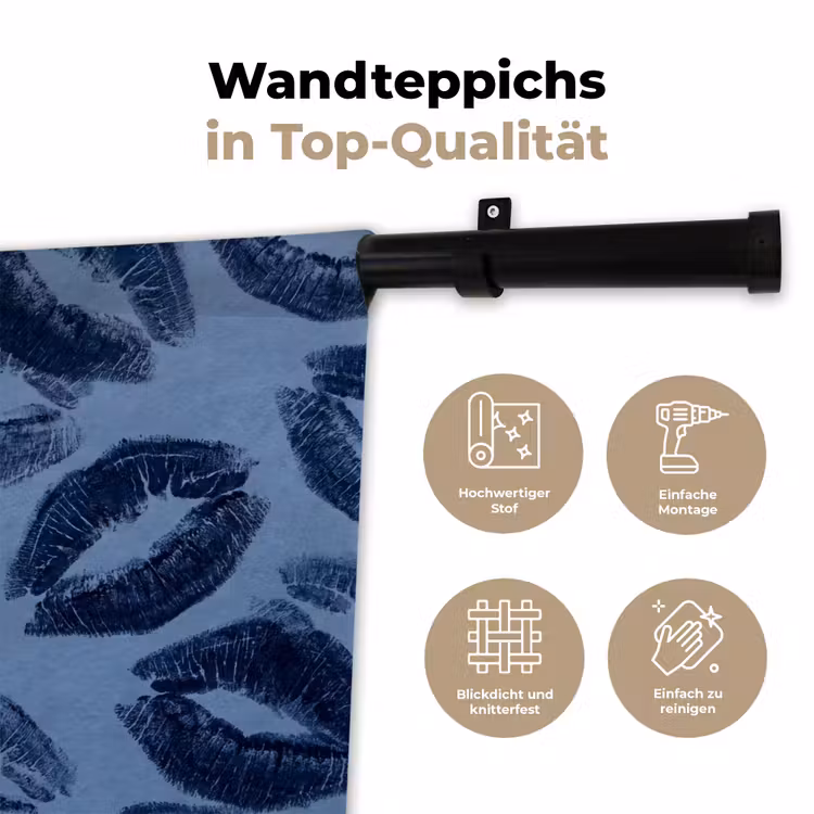 Wandteppich - Lippen – Muster – Blau — 7