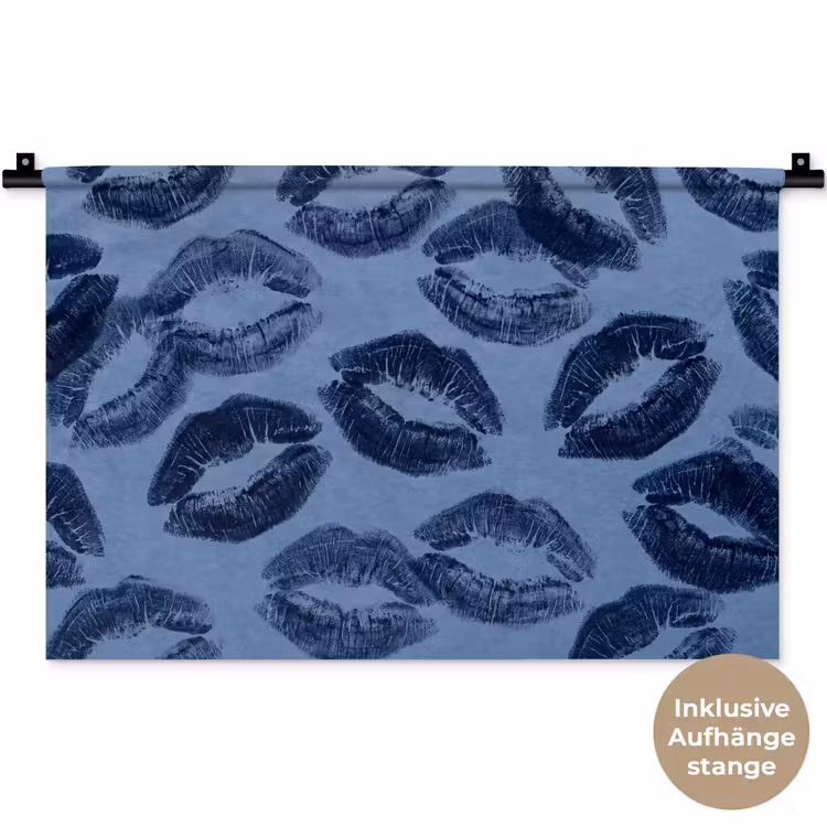 Wandteppich - Lippen – Muster – Blau — 9