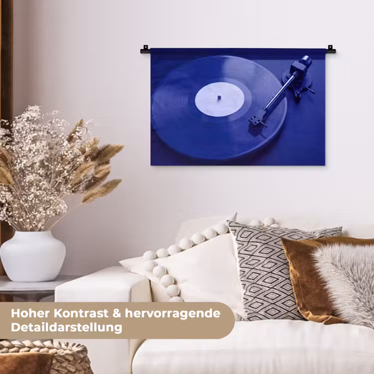 Wandteppich - Plattenspieler – Vinyl – Blau — 6