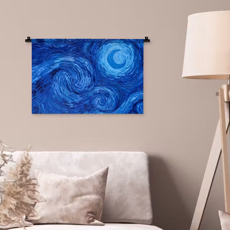 Wandteppich - Wirbel – Blau – Modern — 2
