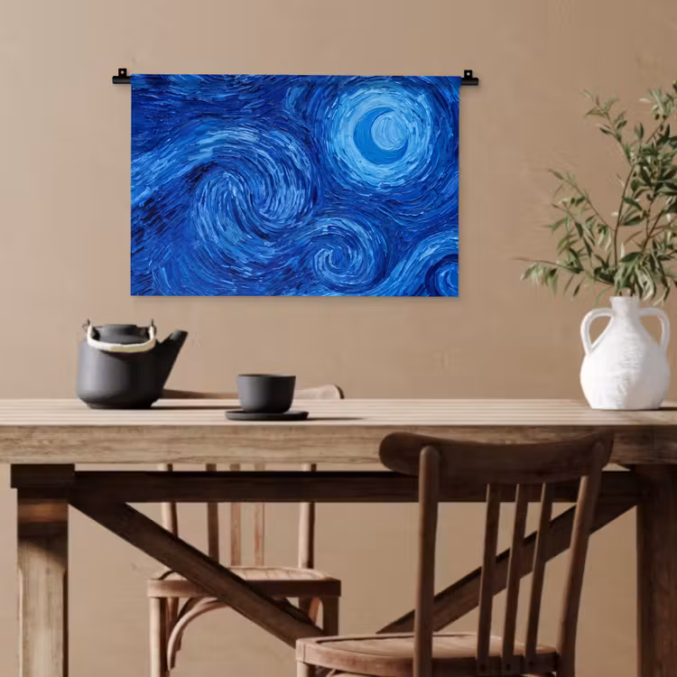 Wandteppich - Wirbel – Blau – Modern — 3
