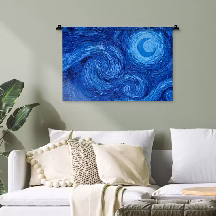 Wandteppich - Wirbel – Blau – Modern — 4