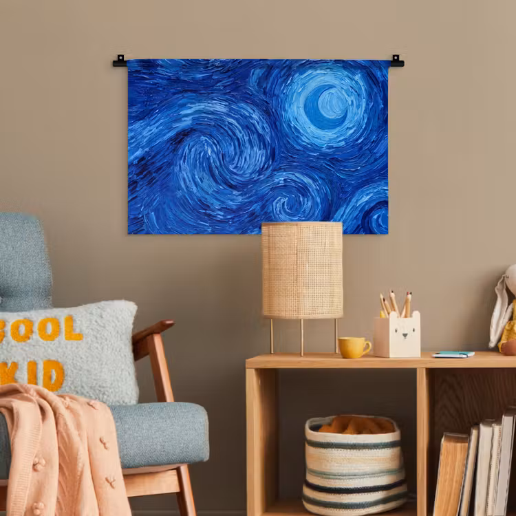 Wandteppich - Wirbel – Blau – Modern — 5