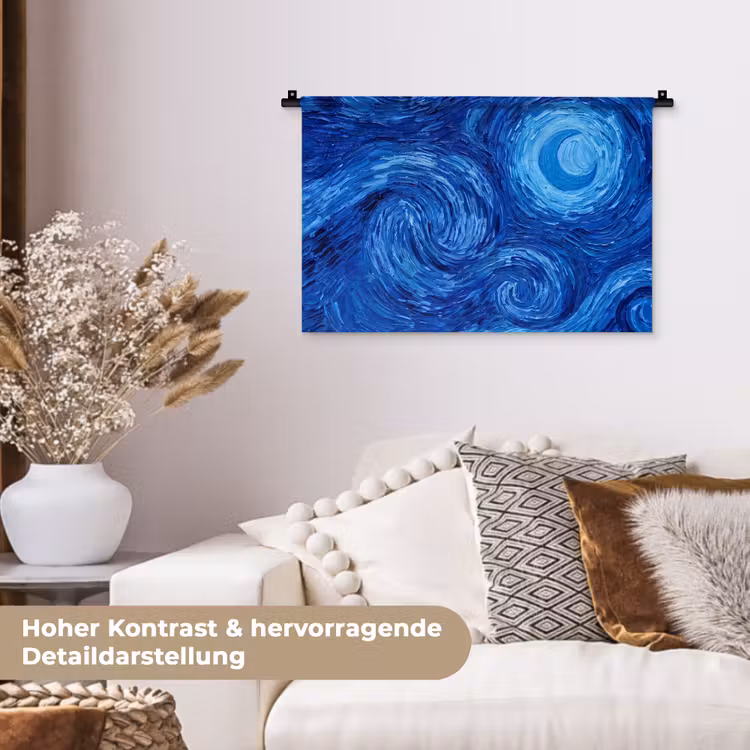 Wandteppich - Wirbel – Blau – Modern — 6