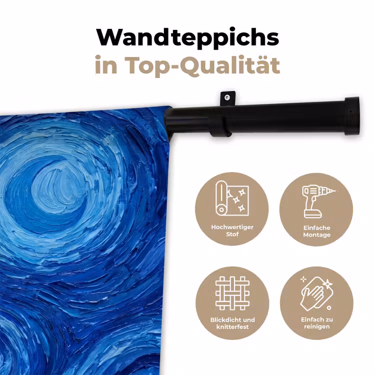 Wandteppich - Wirbel – Blau – Modern — 7