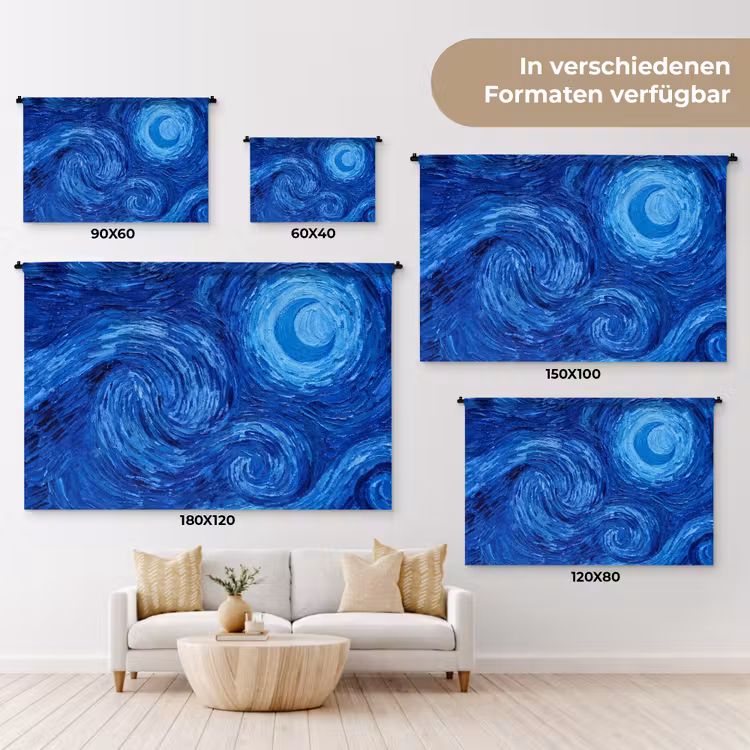 Wandteppich - Wirbel – Blau – Modern — 8