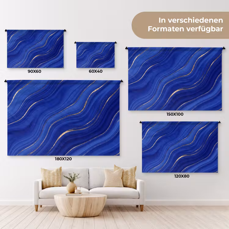 Wandteppich - Zusammenfassung – Linien – Blau — 8