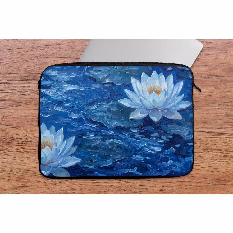 Laptop hülle - Blumen – Wasser – Blau — 2