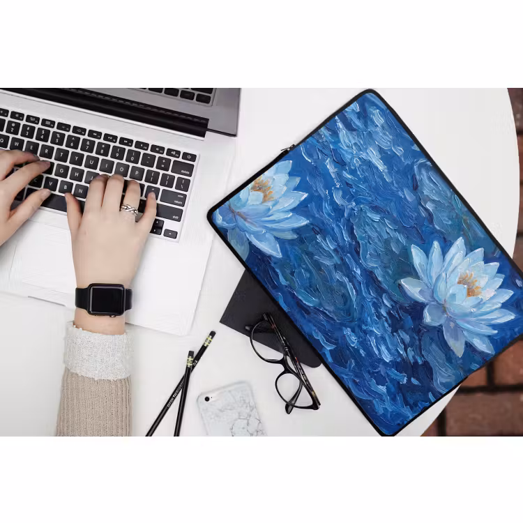 Laptop hülle - Blumen – Wasser – Blau — 3