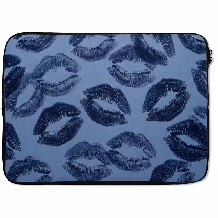 Laptop hülle - Lippen – Muster – Blau — 1