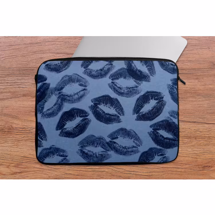 Laptop hülle - Lippen – Muster – Blau — 2