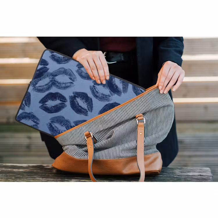 Laptop hülle - Lippen – Muster – Blau — 4
