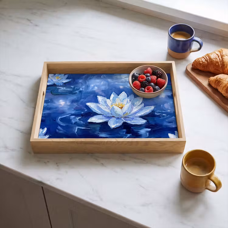 Tablett - Blaue Seerose – Wasser — 4