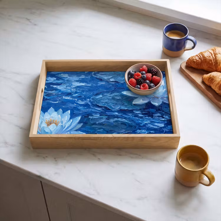 Tablett - Blumen – Wasser – Blau — 4