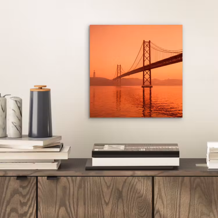 Alu-Dibond-Bild - Brücke – Wasser – Orange — 2