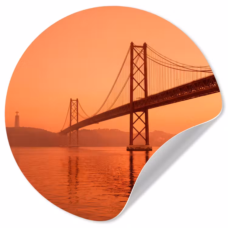 Runde Tapete - Brücke – Wasser – Orange — 1