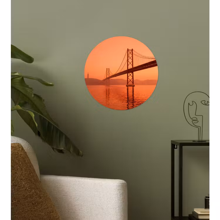 Runde Tapete - Brücke – Wasser – Orange — 3