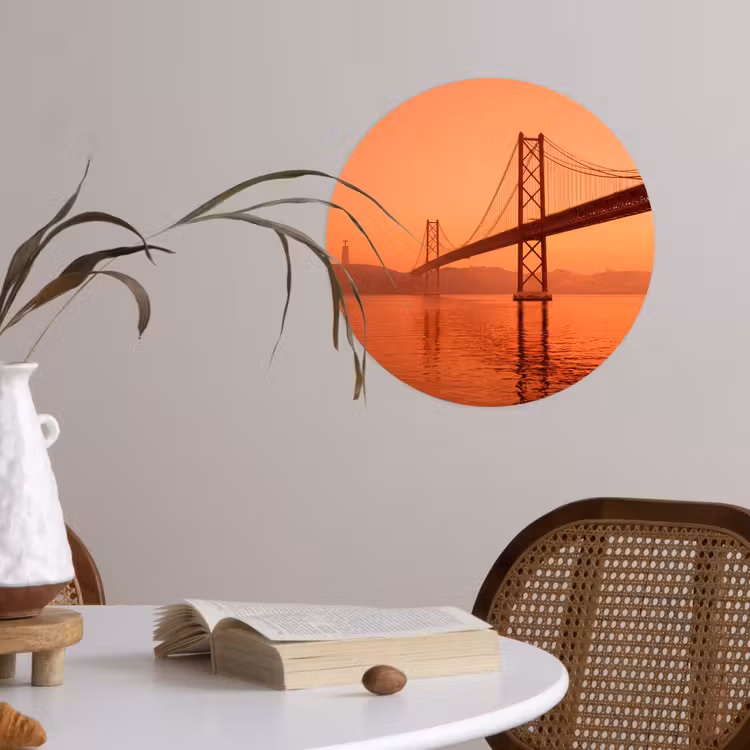 Runde Tapete - Brücke – Wasser – Orange — 4