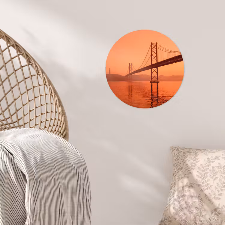 Runde Tapete - Brücke – Wasser – Orange — 5