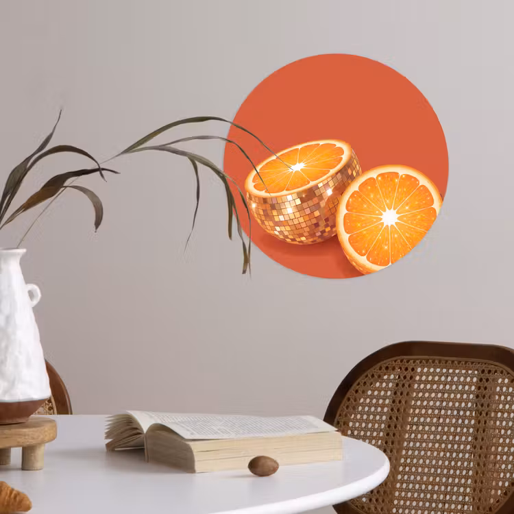 Runde Tapete - Früchte – Disco – Gold — 4