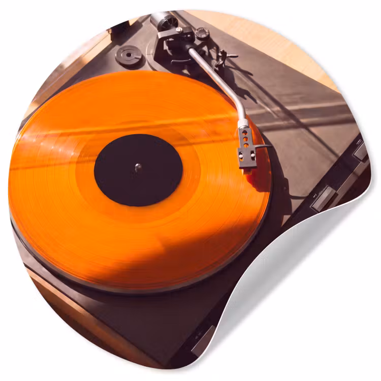 Runde Tapete - Plattenspieler – Orange – Musik — 1